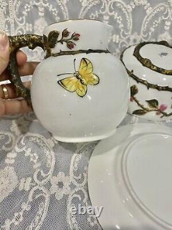 E. D. J Bodley Bowl Plate Pitcher Raised Branch Handle Butterfly Aesthetic Teacup