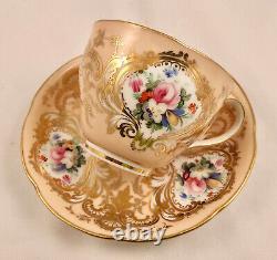Early English Tea Cup & Saucer, Hand Painted, Hand Gilded