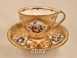 Early English Tea Cup & Saucer, Hand Painted, Hand Gilded