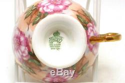 Elegant Aynsley Pink Large Cabbage Roses Gold Footed Cup and Saucer