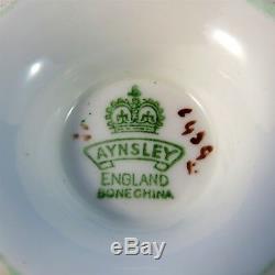Emerald Green D. Jones Fruit Painted Aynsley Tea Cup and Saucer Set