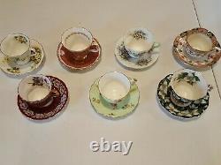 England Bone China Teacup and Saucer Sets Lot (7)