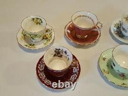 England Bone China Teacup and Saucer Sets Lot (7)