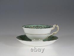 English Paragon Green & Gold with Rose Spray Tea Cup & Saucer c. 1957