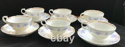 English Porcelain Tea Set c 1835 Teapot, Underplate, Cake Plate, 6 Cups/Saucers