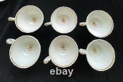 English Porcelain Tea Set c 1835 Teapot, Underplate, Cake Plate, 6 Cups/Saucers