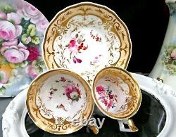 English Porcelain Yates c1820 tea cup and saucer trio painted teacup pink rose