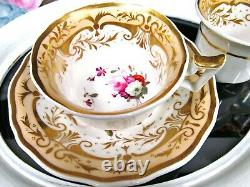 English Porcelain Yates c1820 tea cup and saucer trio painted teacup pink rose