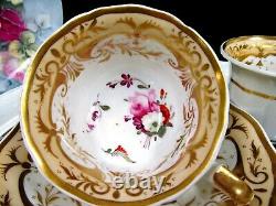 English Porcelain Yates c1820 tea cup and saucer trio painted teacup pink rose