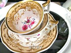 English Porcelain Yates c1820 tea cup and saucer trio painted teacup pink rose