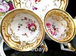 English Porcelain Yates c1820 tea cup and saucer trio painted teacup pink rose