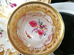 English Porcelain Yates c1820 tea cup and saucer trio painted teacup pink rose