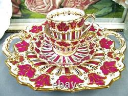 English Porcelain rare 1825 tea cup and saucer trio RIDGWAY teacup cake plate