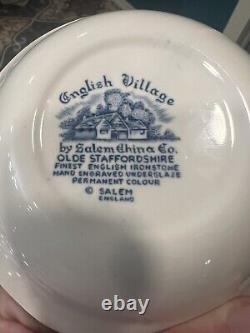 English Village Salem China Co Dish Set Tea Cup Saucer Plate Bowel 29pc Antique