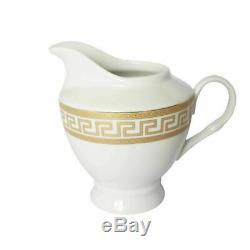 Euro Porcelain 17-pc Tea Cup Coffee Set, 24K Gold Greek Key Service for 6