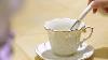 European Bone China Tea Cup And Saucers Set Gold Banding Ceramic Coffee Cups