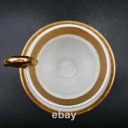 European Tea Cup Saucer Gold White Embossed Stripe G-1225 Porcelain Vintage