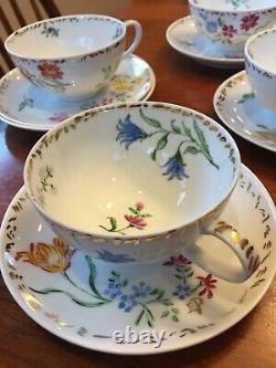 Exceptional Antique Hand-Painted Porcelain Tea & Dessert Set, Flowers PRICE DROP