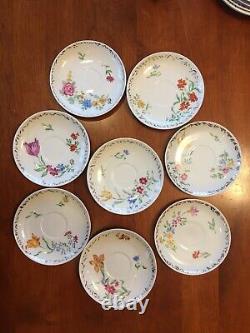 Exceptional Antique Hand-Painted Porcelain Tea & Dessert Set, Flowers PRICE DROP