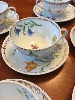 Exceptional Antique Hand-Painted Porcelain Tea & Dessert Set, Flowers PRICE DROP