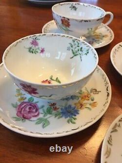 Exceptional Antique Hand-Painted Porcelain Tea & Dessert Set, Flowers PRICE DROP