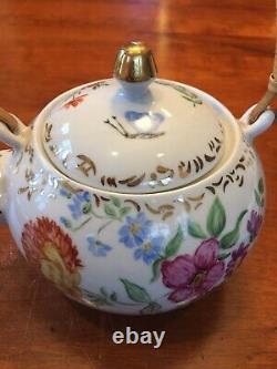 Exceptional Antique Hand-Painted Porcelain Tea & Dessert Set, Flowers PRICE DROP