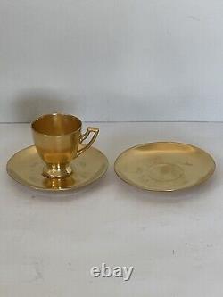 Exquisite Gold Tiffany Cappuccino Espresso Tea Cup And Saucer Set Signed Limited