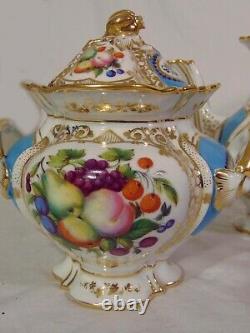 FINE Antique French Old Paris Porcelain Sevres Blue Tea Set Service for 12