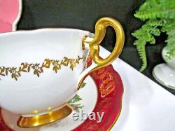 FOLEY tea cup & Saucer floating pink rose teacup gold gilt RED band England