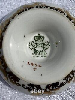 Fine Bone China AYNSLEY Pedestal Tea Cup & Saucer Orchard Fruit England RARE