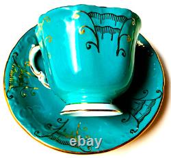 Four AYNSLEY Tea Cup & Saucer English Bone China 8PC Set Total Very RARE