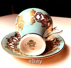 Four AYNSLEY Tea Cup & Saucer English Bone China 8PC Set Total Very RARE
