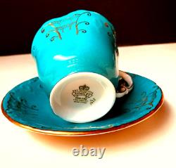 Four AYNSLEY Tea Cup & Saucer English Bone China 8PC Set Total Very RARE