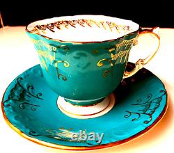 Four AYNSLEY Tea Cup & Saucer English Bone China 8PC Set Total Very RARE