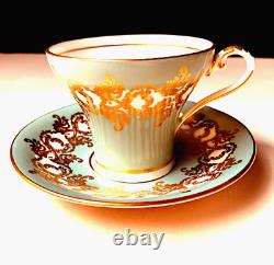 Four AYNSLEY Tea Cup & Saucer English Bone China 8PC Set Total Very RARE