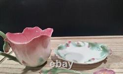 Franz Pink Flower Tea Cup, Saucer, And Spoon