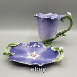 Franz Porcelain Purple Periwinkle Flowerama Teacup & Saucer Japan Rare HTF