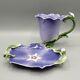 Franz Porcelain Purple Periwinkle Flowerama Teacup & Saucer Japan Rare Htf