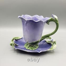 Franz Porcelain Purple Periwinkle Flowerama Teacup & Saucer Japan Rare HTF