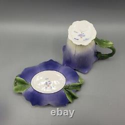 Franz Porcelain Purple Periwinkle Flowerama Teacup & Saucer Japan Rare HTF