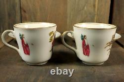 French PAIR Antique Old Paris Porcelain Tea Cup and Saucer Hand Painted Chariots