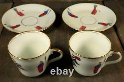 French PAIR Antique Old Paris Porcelain Tea Cup and Saucer Hand Painted Chariots