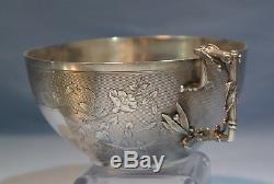 French Sterling Silver Guilloche Tea Cup & Saucer Philippe Berthier Paris C1850s