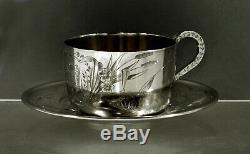 French Sterling Tea Set Cup & Saucer c1895 Edouard Clerc