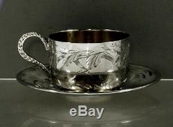 French Sterling Tea Set Cup & Saucer c1895 Edouard Clerc