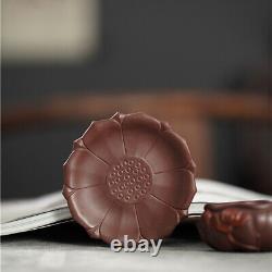 Full Handmade Tea Cup With Coaster Lotus Carved Real Yixing Zisha Master Cup Mat