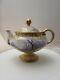 Gorgeous Antique 19th Century Gold Gilt Autumn Winter Eggshell Footed Teapot
