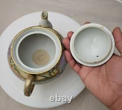 GORGEOUS Antique 19th Century Gold Gilt Autumn Winter Eggshell Footed Teapot
