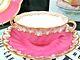 George Jones Tea Cup And Saucer 1900s Double Handle Pink & Gold Gilt Teacup A/f