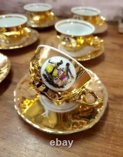 German Antique Bavaria gold cup & saucer 6 customer set Excellent